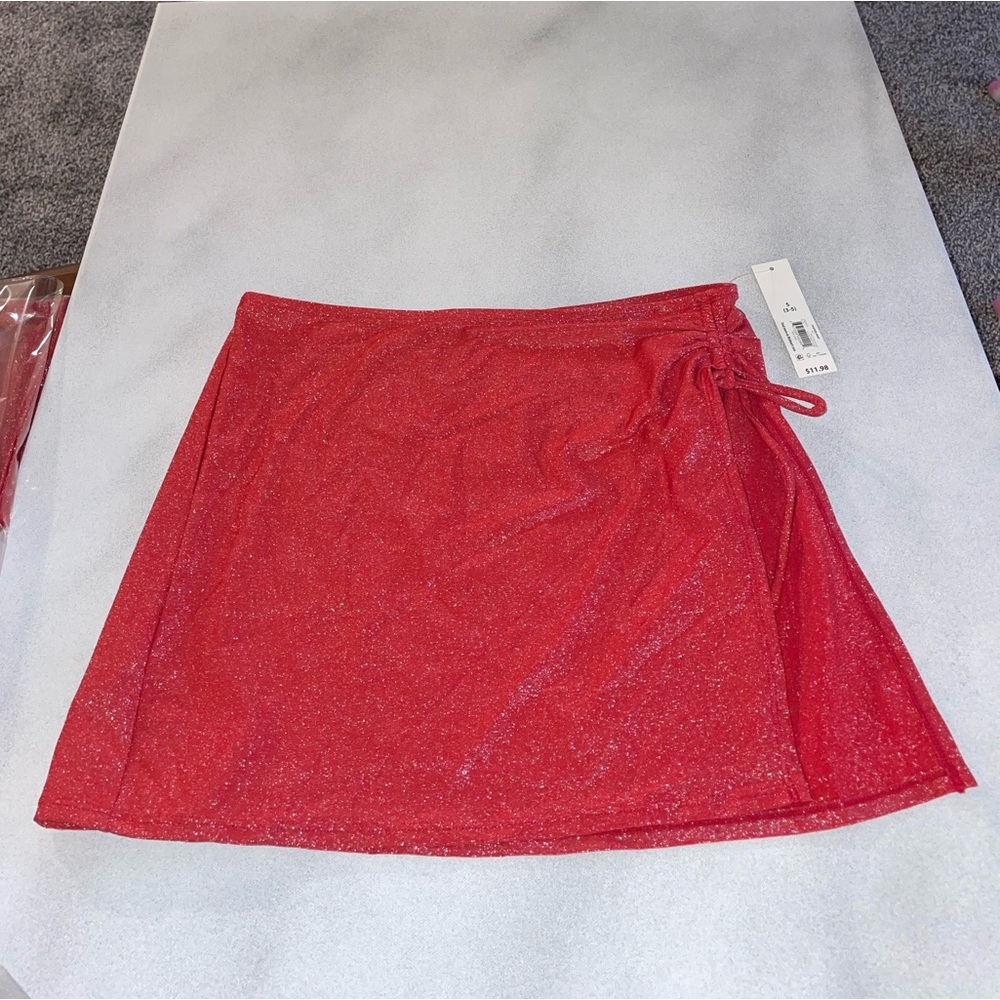 BNWT No Boundaries Juniors Red Mini Wrap Coverup Skirt Tie Front Multiple Sizes